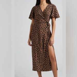 Never Fully Dressed Leopard Wrap Midi Dress US 4